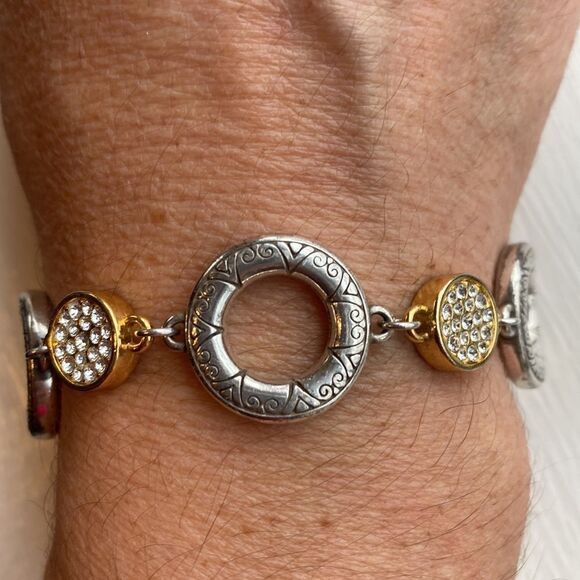 Brighton sun drops silver, gold, and inset crystals‎ round link bracelet - Picture 5 of 6